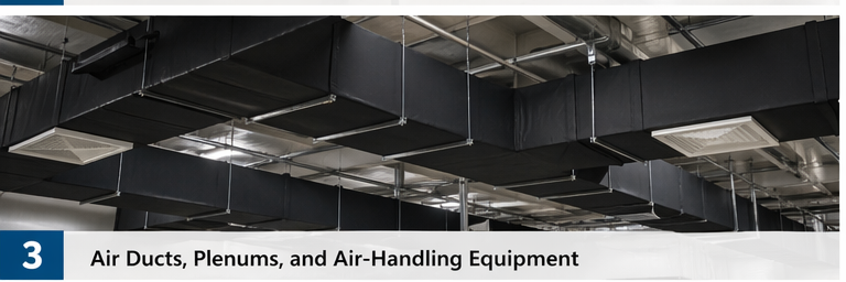 Air ducts, plenums, and air-handling equipment