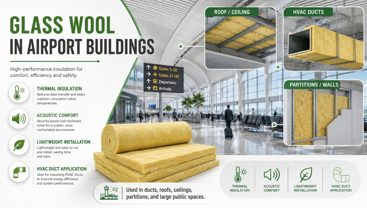 Glass Wool for Thermal and Acoustic Insulation in Airport Buildings